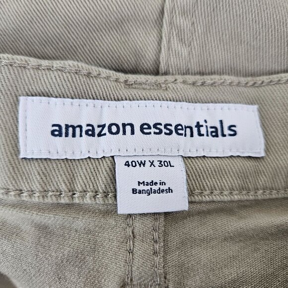 Mens Essentials Khaki Pants 40W X 30L Cotton Blend Work Casual Everyday Wear - Picture 9 of 11
